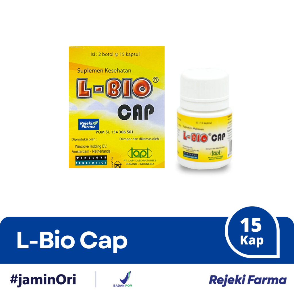 L-BIO Cap Kapsul 1 Botol isi 15 Capsule - LBio Obat Suplemen Probiotik Diare Konstipasi Pencernaan