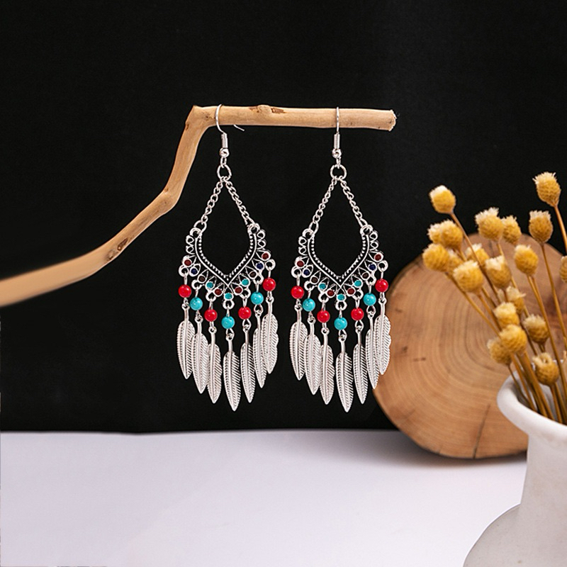 Anting Tassel Rumbai Etnik Vintage Gold Silver Pesta Hijab Rumbai Gantung Bohemia India Vintage