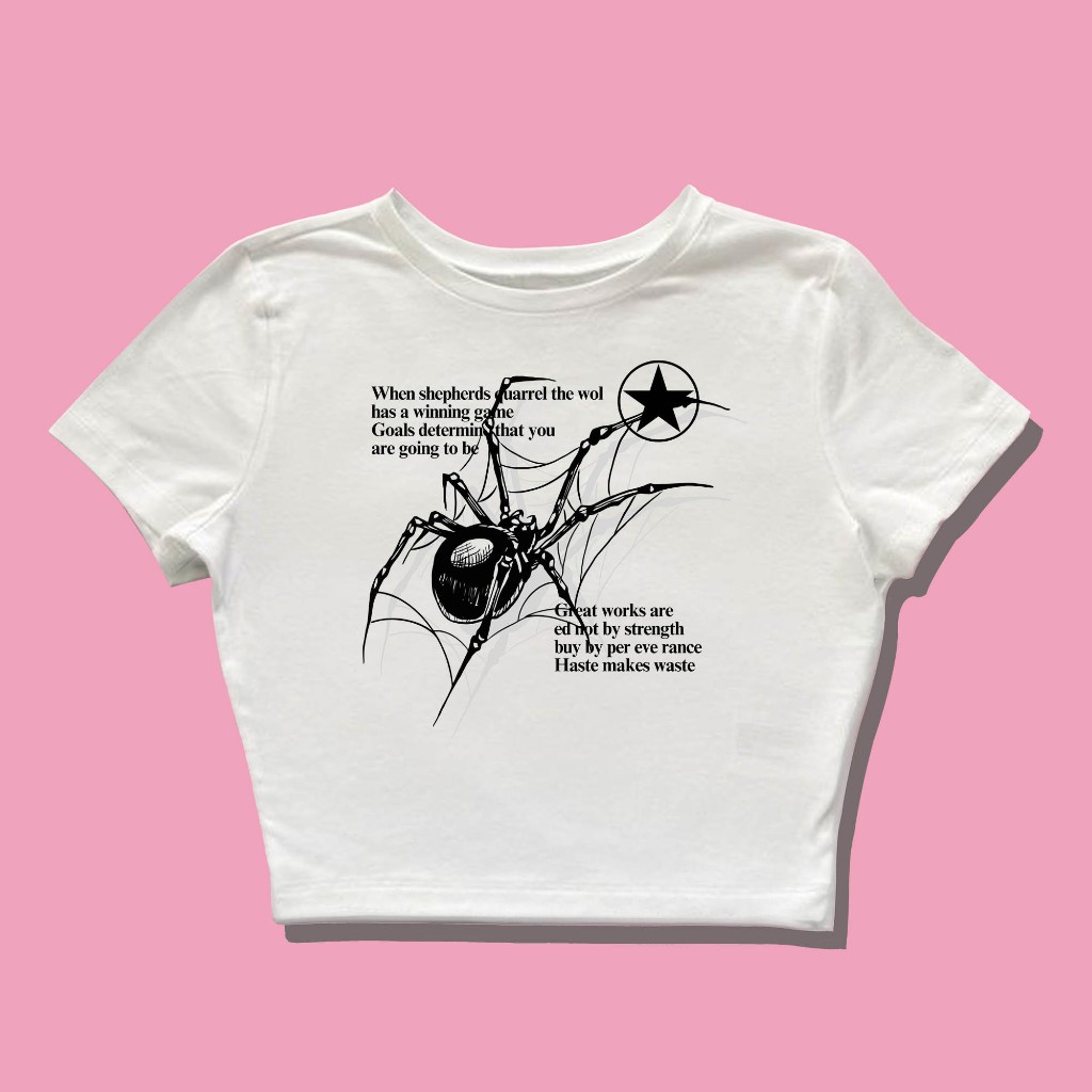 Baby Tee Spider Shepherds Quarrel Y2k Style Crop Tee