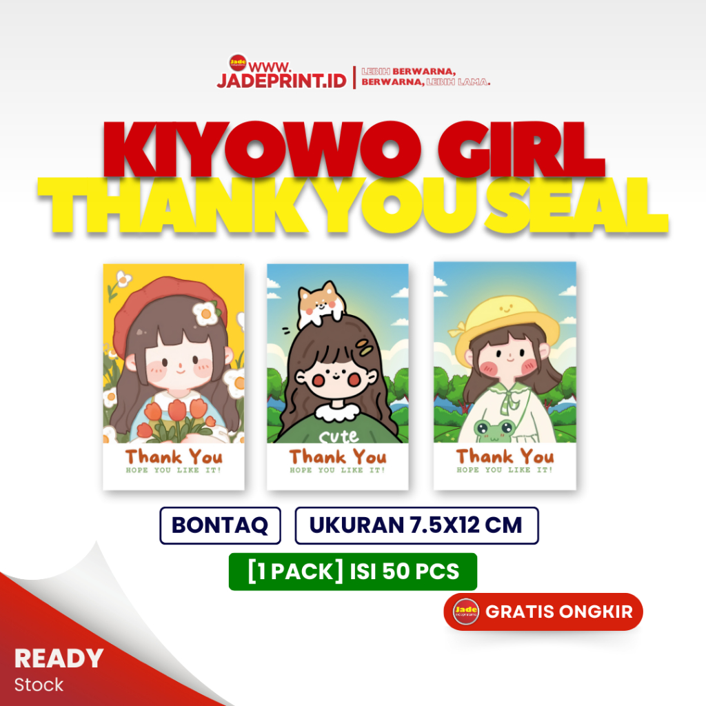 

[STICKER THANK YOU SEAL] Stiker Segel Seal Box 12x7,5cm Sabuk Terima kasih Stiker Kiyowo Girl
