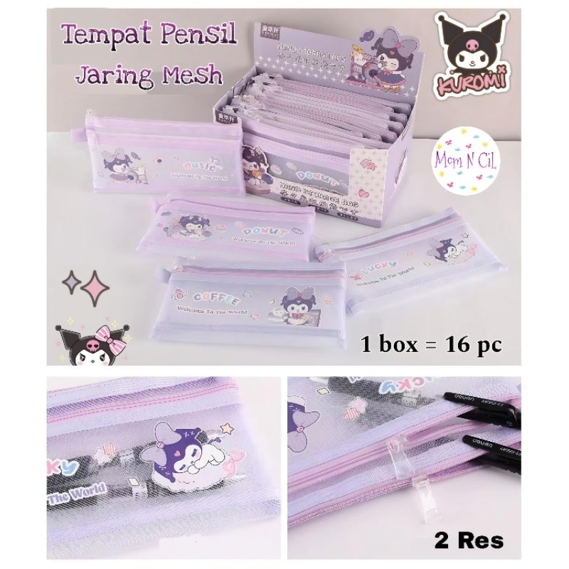 

Kotak Pensil Anak Perempuan Kuromi Tempat Alat Tulis Stationery Tepak Jaring Mesh Korea 2 Resleting