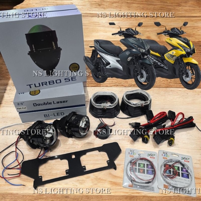 PROJIE PROJECTOR BILED AES TURBO SE DOUBLE LASER 60WATT AEROX OLD 155