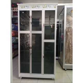 Rak Piring Kaca 6 Pintu + Roda