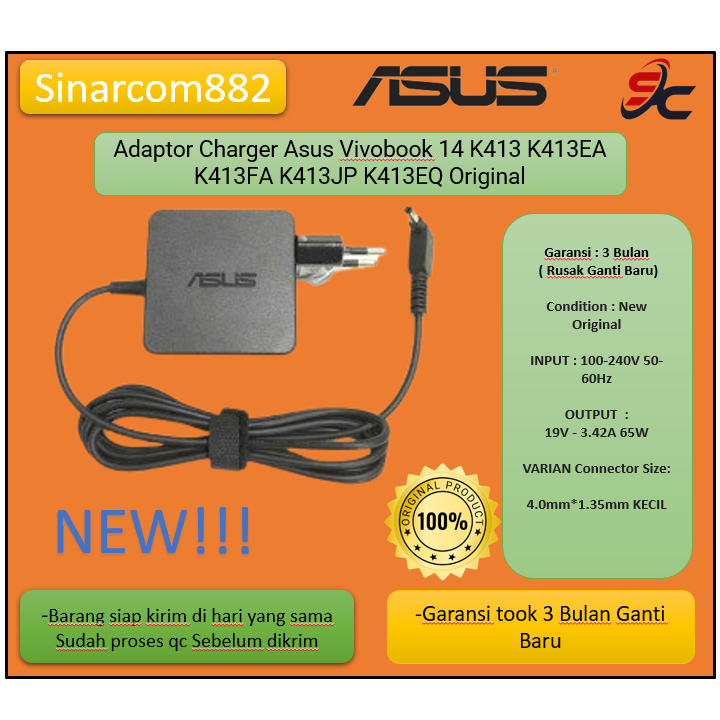Adaptor Charger Asus Vivobook 14 K413 K413EA K413FA K413JP K413EQ Original