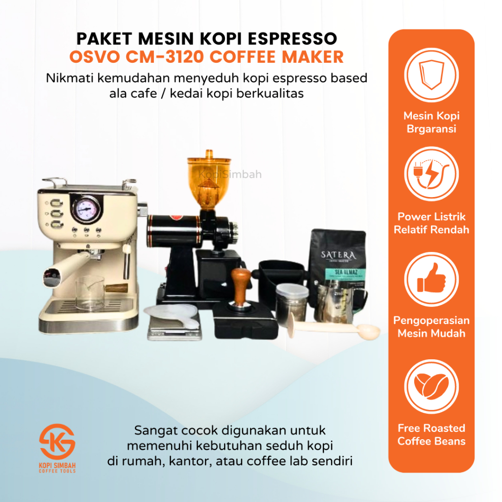 Paket Mesin Kopi Espresso OSVO CM 3120 Alat Seduh Pembuat Expreso Coffee Maker Set Lengkap CM3120