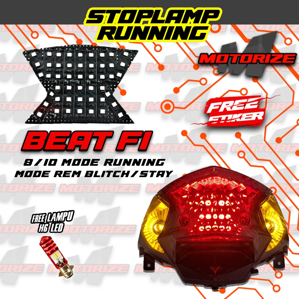LAMPU LED REM RUNNING 8 & 10 MODE BEAT FI BONUS LED JELLY FLASH STOPLAMP RUNNING CUSTOM MOTOR BEAT F