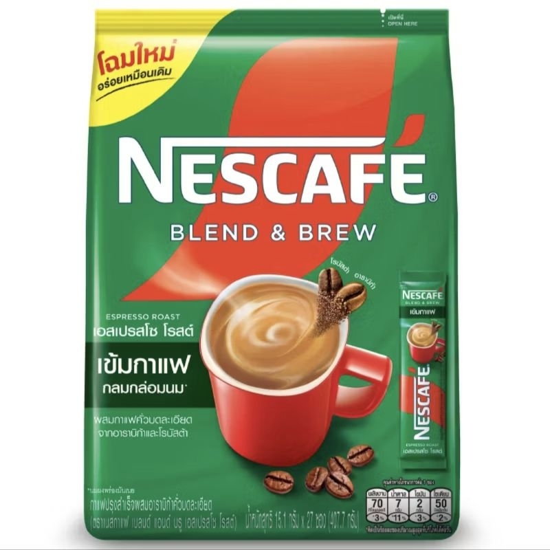 

Nescafe Blend and Brew Instant Coffee Mix Expresso Roast 15.1 gr Pack 27 Sachets