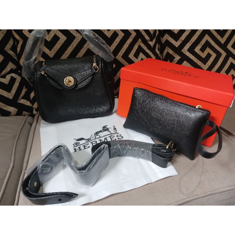 TAS WANITA HANDLEBAG SLINGBAG KREMES LINDI HITAM BARU