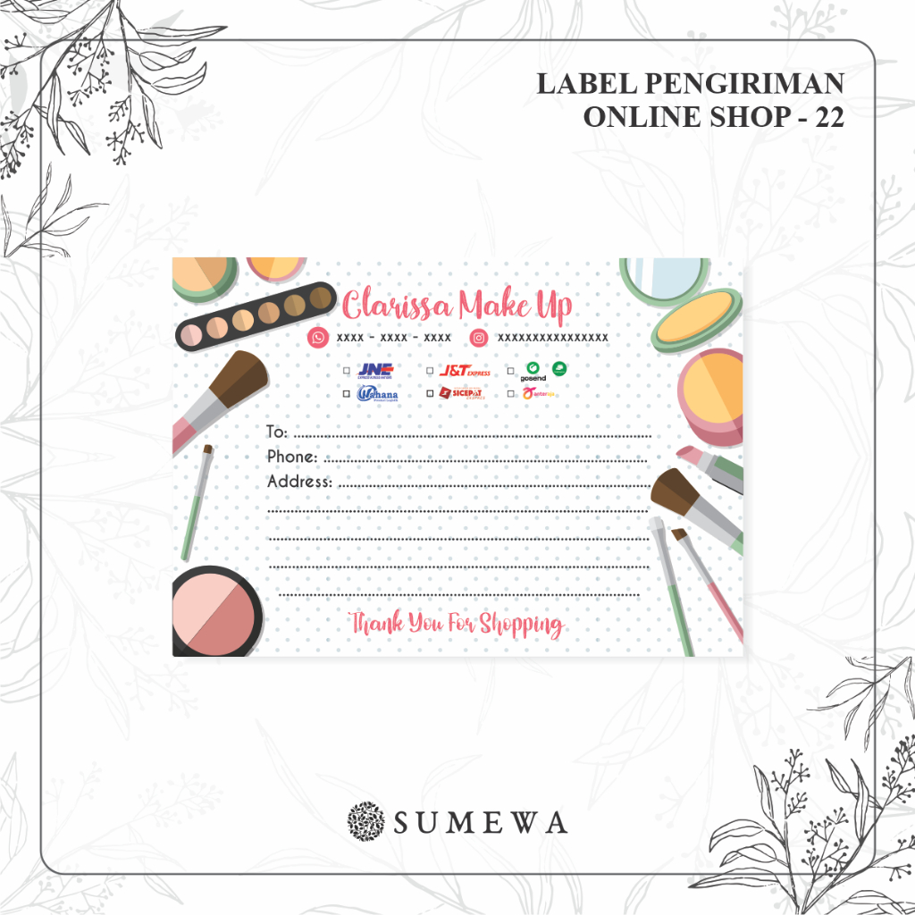 

Label Pengiriman Online Shop / Label Paket / Label Alamat / Sticker Pengiriman / Sticker Resi / Label Olshop - 22