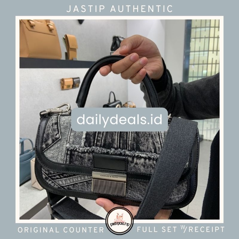 #2-50271462-1 Charlot Denim - Jast[p] CK ORIGINAL COUNTER ELONGATED PATCHWORK TOP HANDLE BAG TAS STO