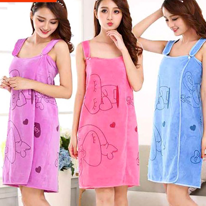 FG2 BEE  Handuk Mandi Dewasa Handuk Kimono Motif Kartun Kelinci Wearable