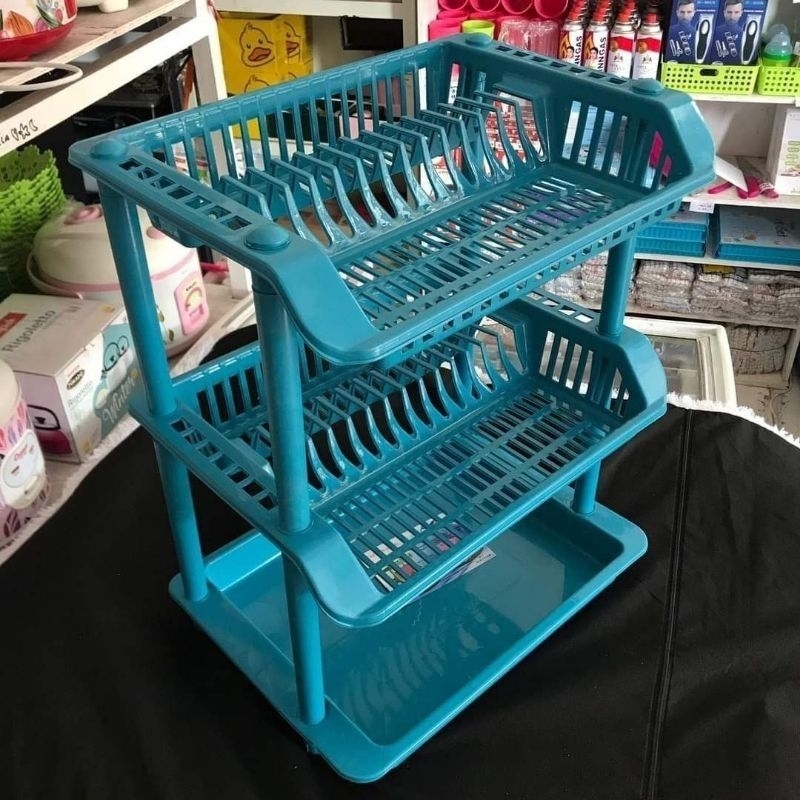 Rak Piring Plastik Susun 3 Blue Shark/Rak Piring Plastik Susun 3/Rak Piring Plastik Susun 3 Murah/Ra