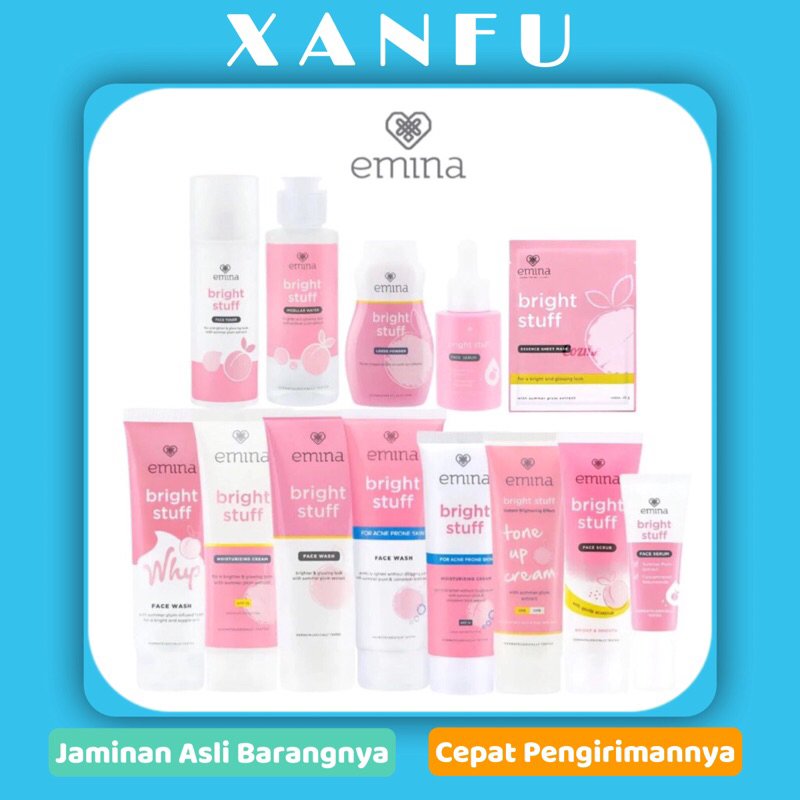 EMINA Bright Stuff Series Indonesia / Facial Wash Face Scrub Micellar Water Essence Toner Mist Serum