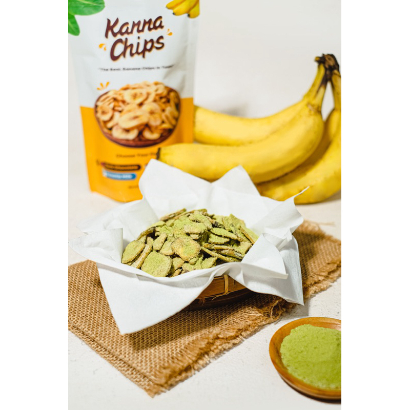 

Kanna Chips - Banana Chips Matcha Delight - Keripik Pisang Rasa Matcha - Bumbu Tebal Renyah 80gr