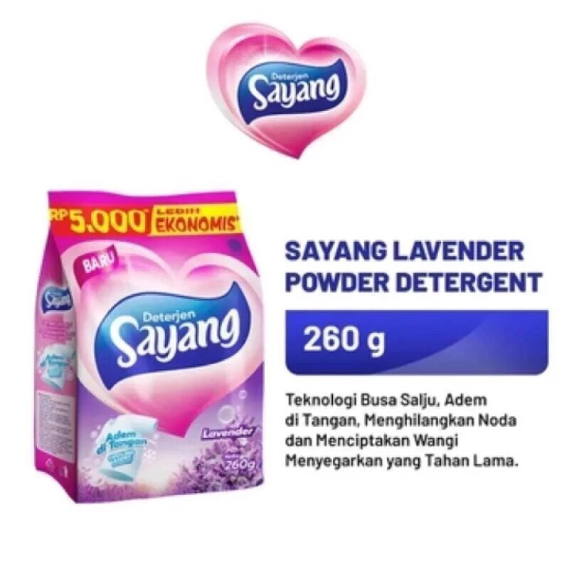 LJ.SAYANG DETERGENT POWDER DETERGENT Powder Sayang 260gr Lavender.DETERGENT Powder Sayang 260gr Orig