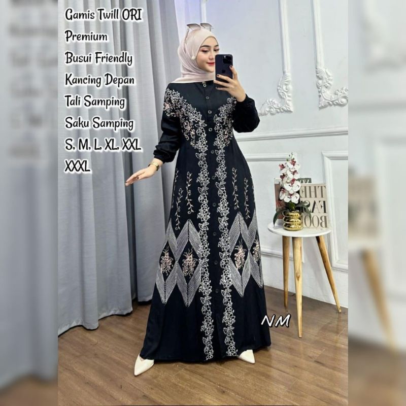 Gamis Twill Ori Premium Variasi Kancing Depan Bahan Berkualitas Premium