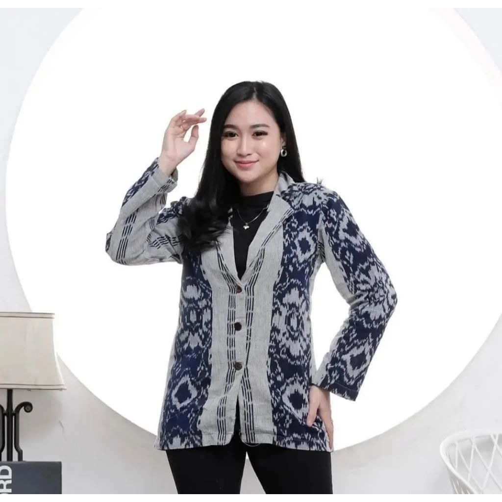 Blazer wanita / kemeja wanita / kain tenun asli /baju kain tenun