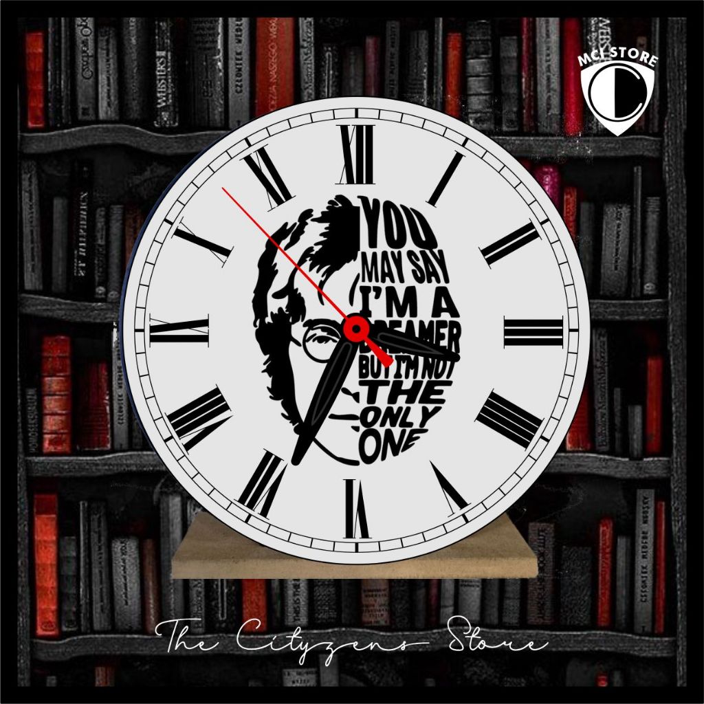 Jam Meja Kayu Custom John Lennon 1