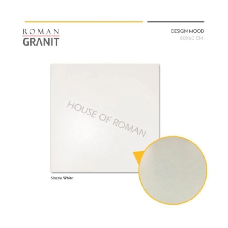 Roman Granit 60x60 Siberia White Ubin Lantai Dinding Putih Matte Kasar/ GT602201R Siberia White/ ROM