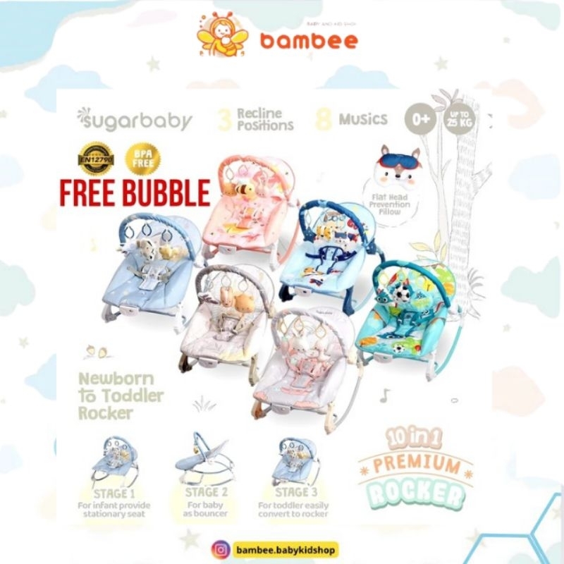 Sugarbaby New Premium Bouncer 10in1/Bouncer Bayi Premium Sugarbaby 10in1/ Ayunan bayi sugarbaby