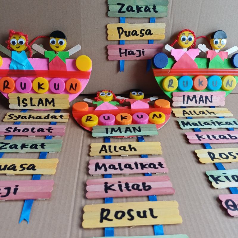 prakarya hiasan dinding lucu rukun islam dan rukun islam