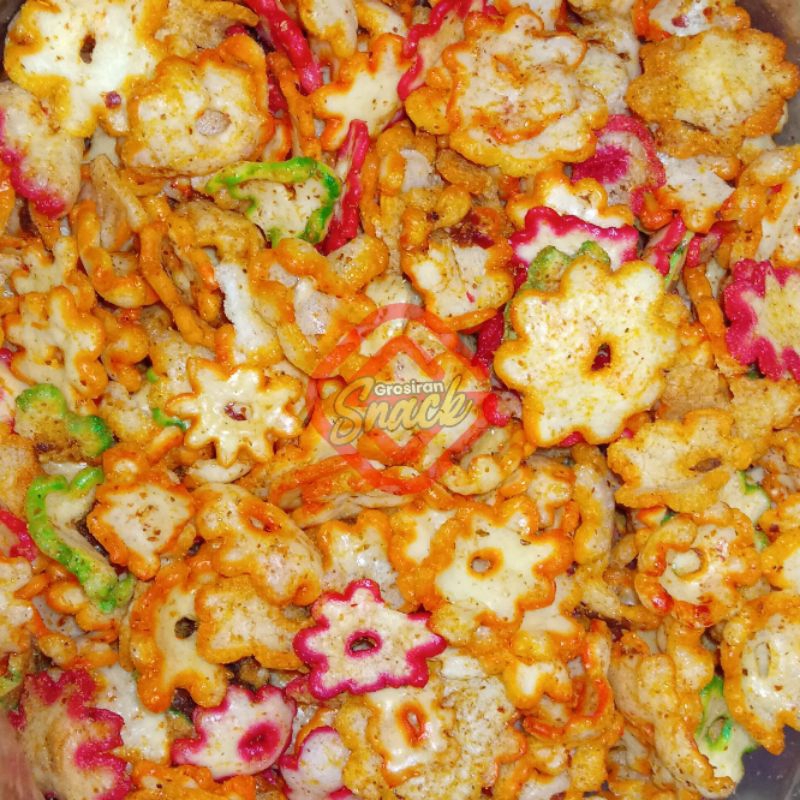 

(1 BAL ISI 2,35 KG) KERUPUK SEBLAK KENCUR BUNGA / KERUPUK SEBLAK KENCUR KERING