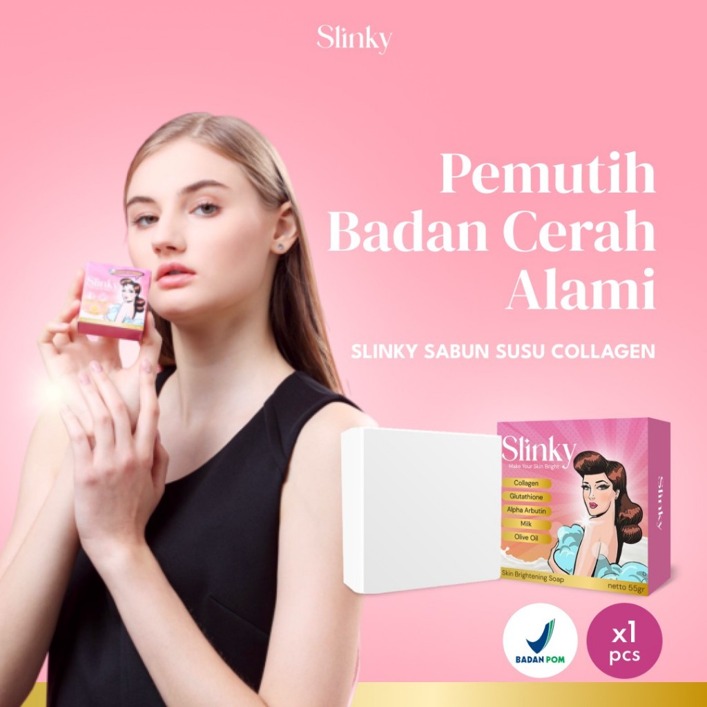 Sabun Susu Collagen SLINKY Pemutih Badan Cerah Alami Original BPOM