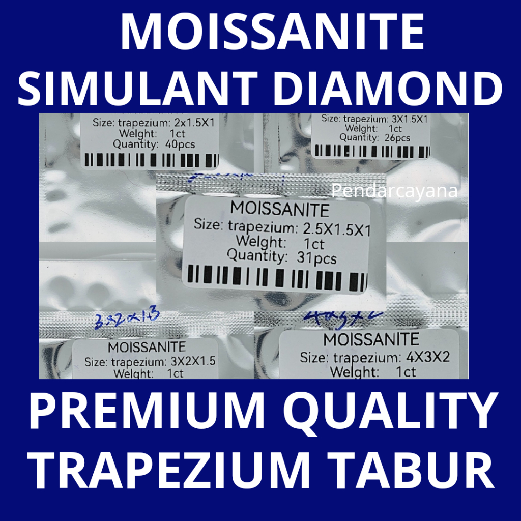 MOISSANITE SIMULANT DIAMOND 1 CARAT TRAPEZIUM PREMIUM QUALITY TABUR