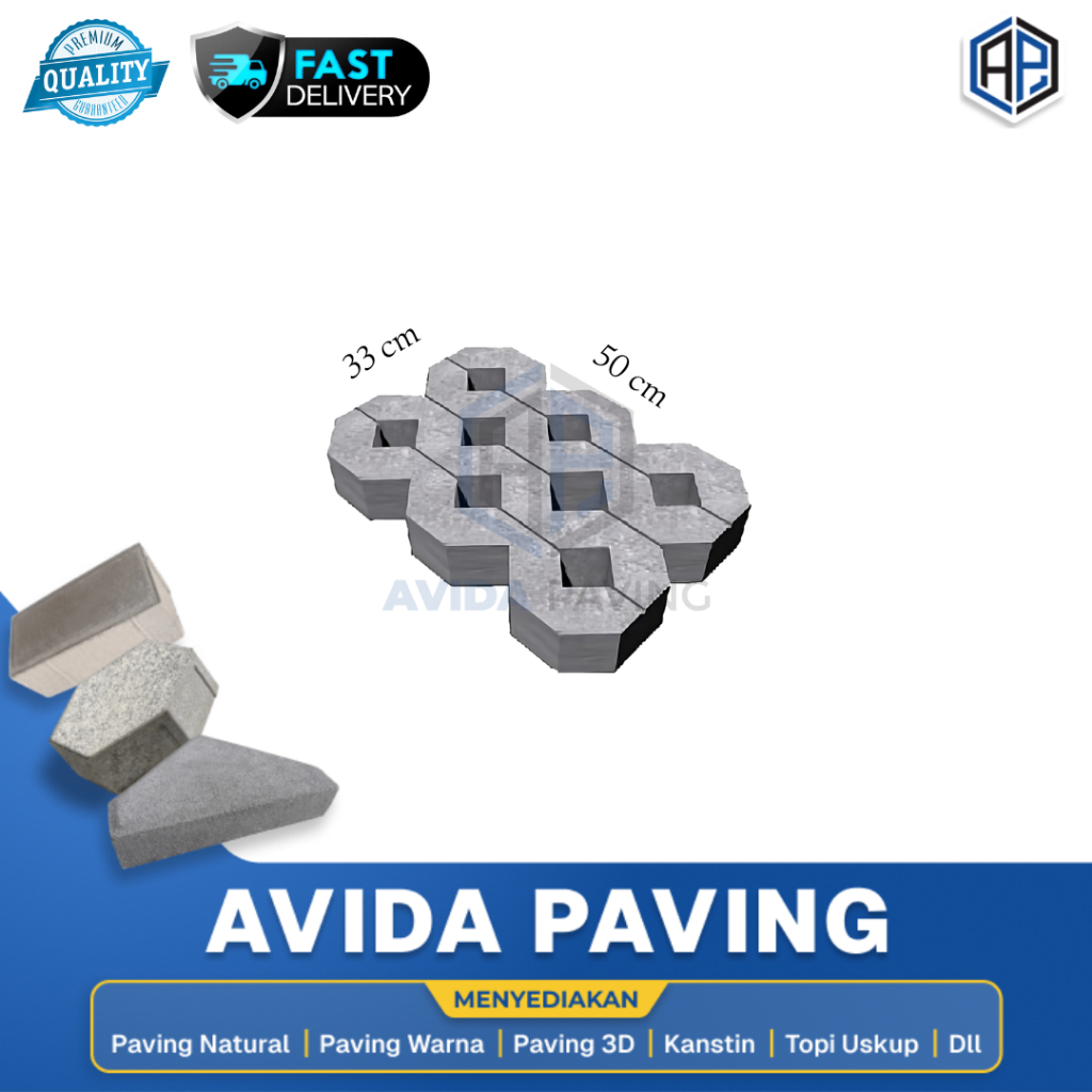 Paving Rumput Grass Block Serap Air Tahan Lama Ukuran 20cm x 20cm Kualitas K300