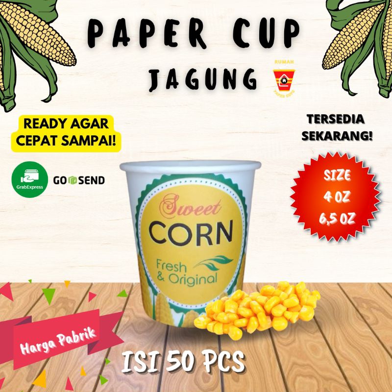 GELAS CUP JAGUNG ISI 50 PCS CORN JASUKE MOTIF MENARIK TANPA TUTUP