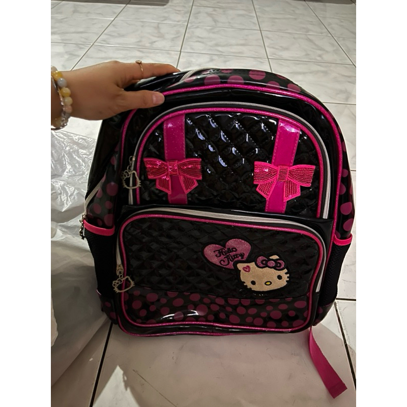 TAS RANSEL HELLO KITTY BLACK PINK preloved