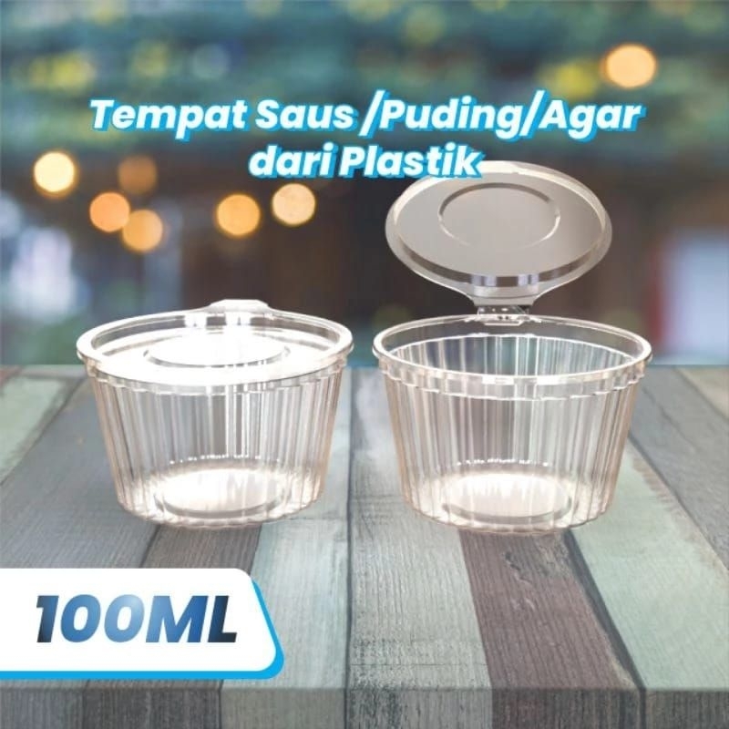 40PAK Mika Cup Sauce Tutup Sambung / Mika Cup Jelly Agar Dessert / Mika Sambal Pet 100ml
