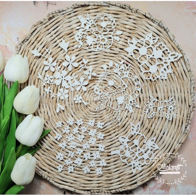 

12 pcs DIE CUT DECORATIVE FLOWER