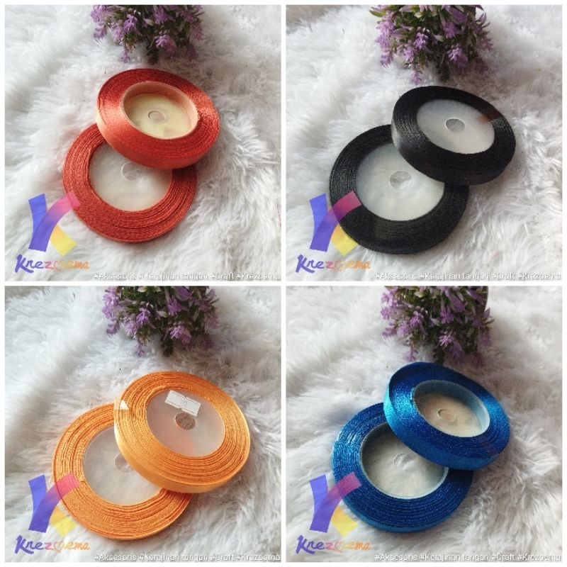

Pita Satin 1cm 3/8 inchi 25 yard Sedia Berbagai Macam Warna