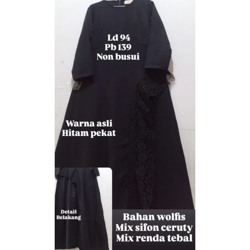preloved gamis asli temboro hitam pekat renda