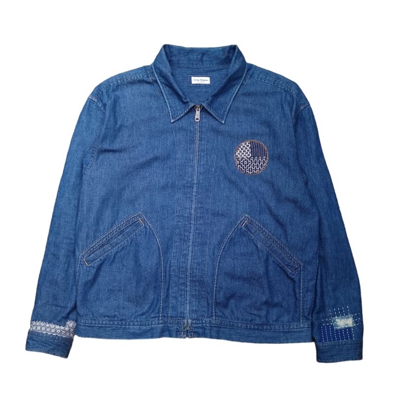 JB Denim Vintage Aero Flight Denim Chambray Jacket Boro Chinc Back Arteesan Patchwork /Jacket Vintag