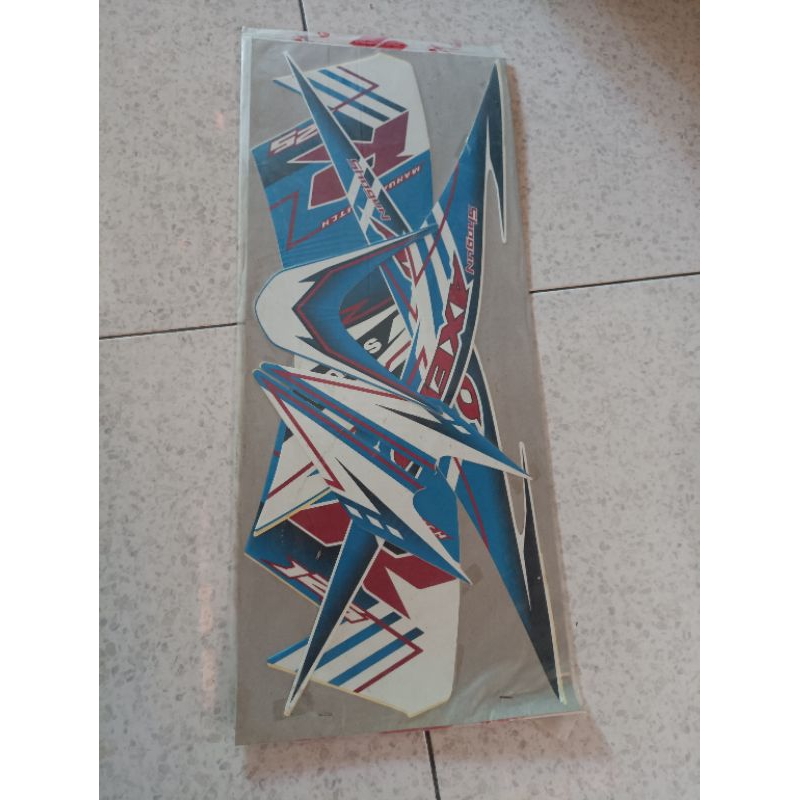 striping stiker  shogun axelo biru putih
