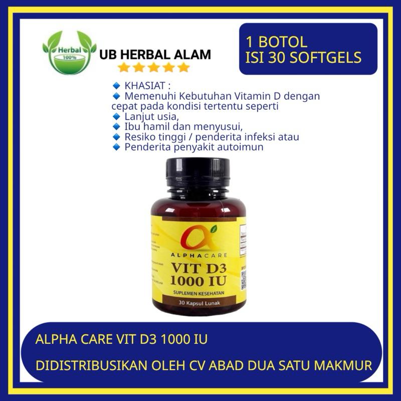 Alpha Care Vit D3 1000 Iu 30 Softgels