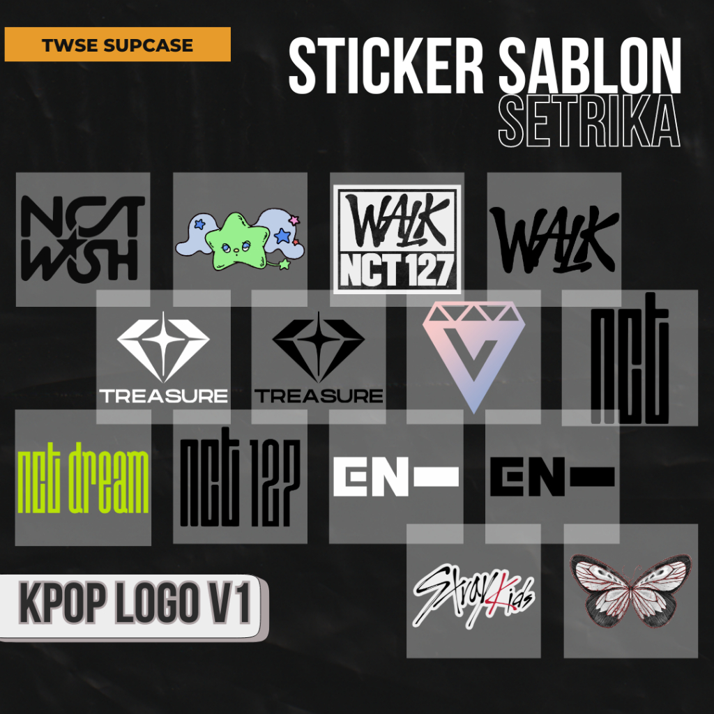 STICKER SABLON SETRIKA KPOP LOGO VOL 1 FANMADE UNOFFICIAL STRAYKIDS NCT DREAM 127 WISH SEVENTEEN ENH