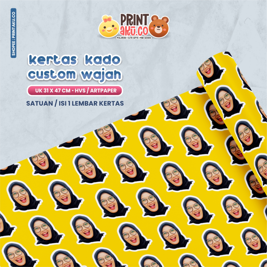 

Custom Kertas Kado Wrapping Paper Desain Suka-Suka Pattern (Satuan 1 Lembar A3+) | Series Gambar Wajah & Teks