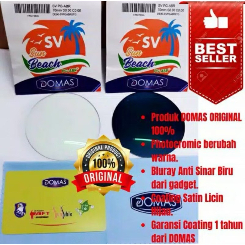 LENSA BLUECHROMIC SUN BEACH DARI DOMAS FULL PROTECTION UV + BLUERAY + PHOTOCROMIC