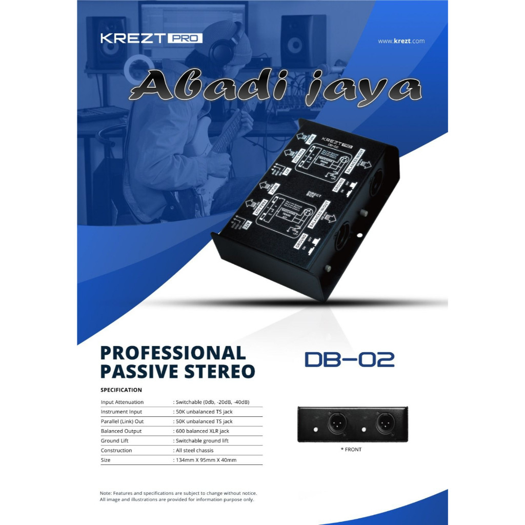 Direct Box KREZT PRO DB-02 Passive Stereo DI BOX Pasif