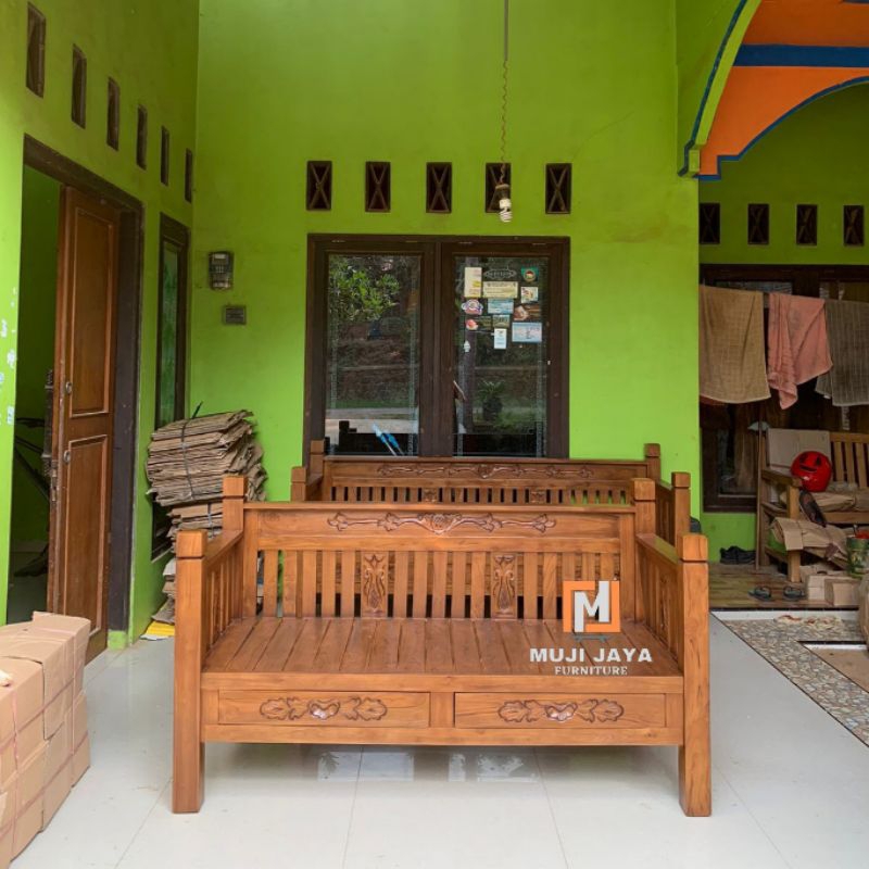 bangku bale bale kursi santai kayu jati