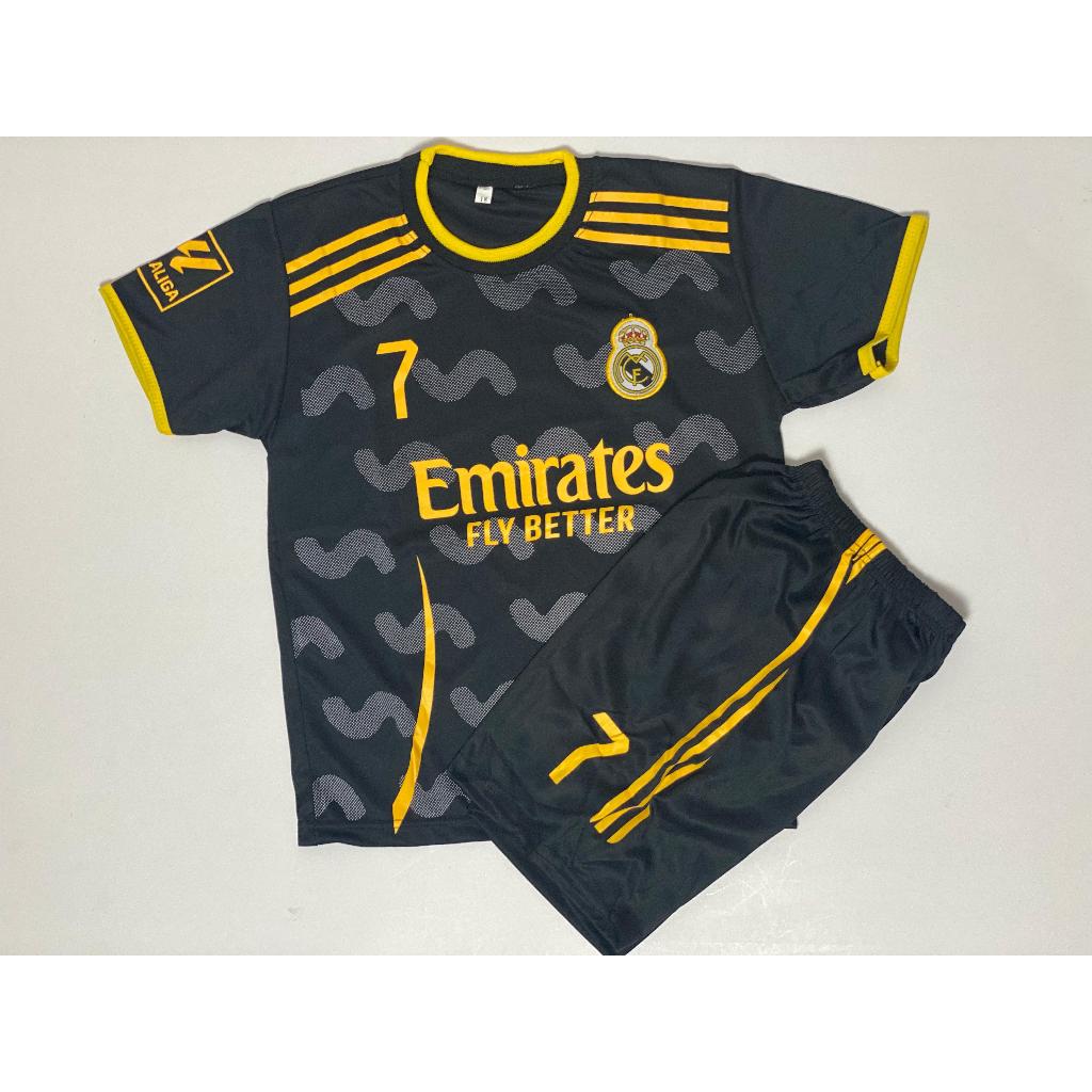 SETELAN BAJU BOLA ANAK REAL MADRID HITAM