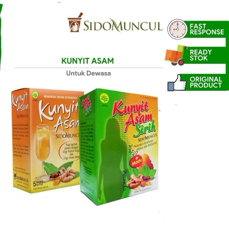 

Sidomuncul Kunyit Asam Sirih Sachet Box - Sido Muncul Sari Kunyit Asem Jamu Herbal Haid datang bulan menstruasi bau badan bau mulut