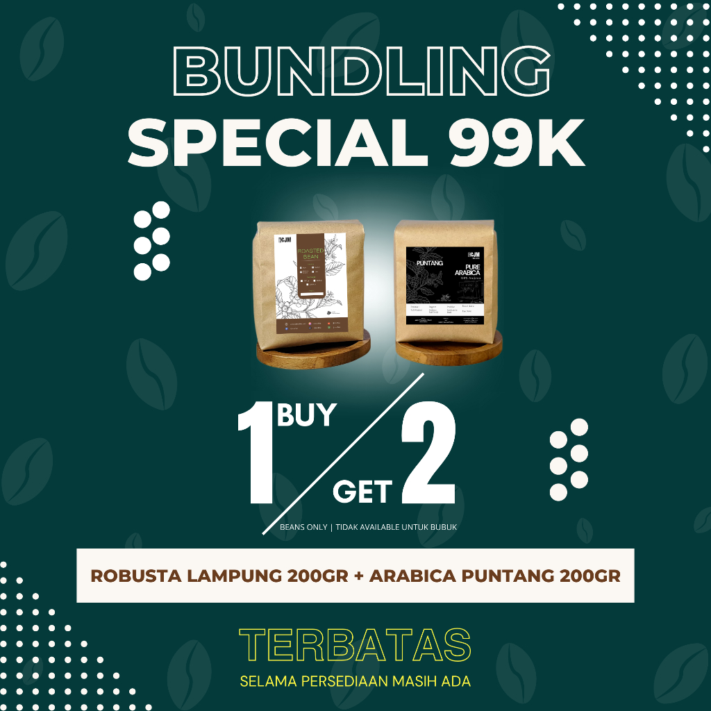 

Bundling 99K CJM Coffee House (Buy 1 Get 2) Biji Kopi Arabica Robusta