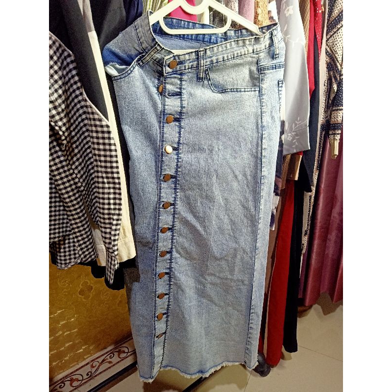 rok panjang jeans preloved