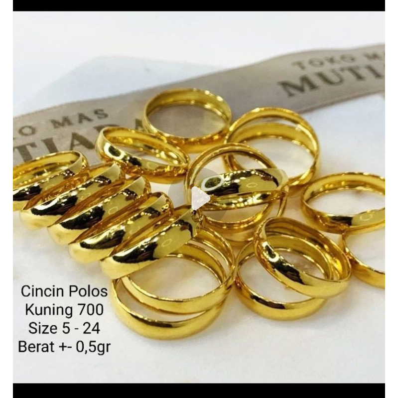 Cincin Emas Asli Model Polos Belah Rotan Kuning Kadar 700 Cincin Nikah