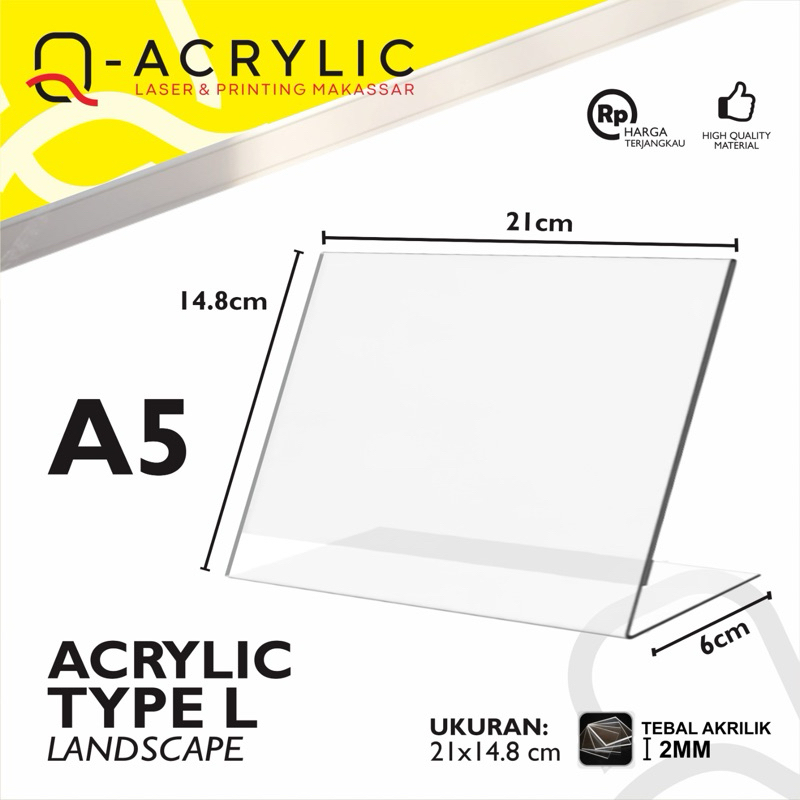 

ACRYLIC A5 TYPE L LANDSCAPE | AKRILIK A5 L LANDSCAPE