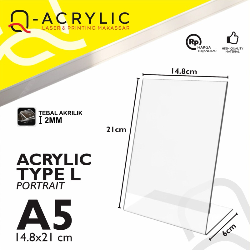 

ACRYLIC TENT HOLDER | AKRILIK BROSUR A5 L POTRAIT